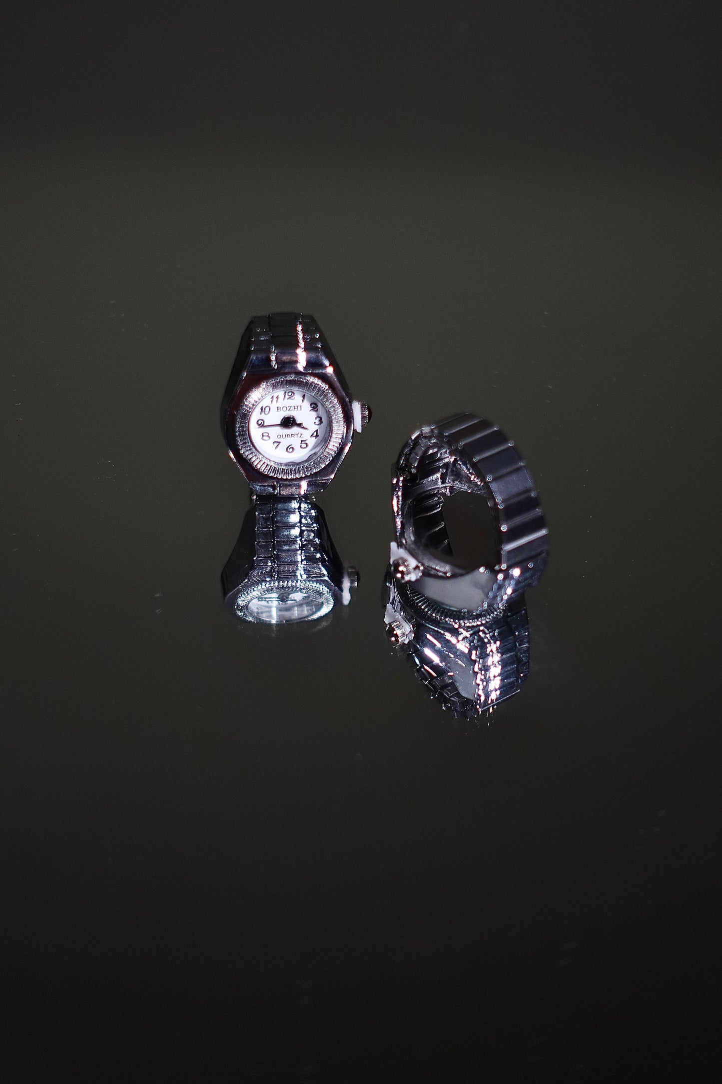 White Dial Face Ring Watch