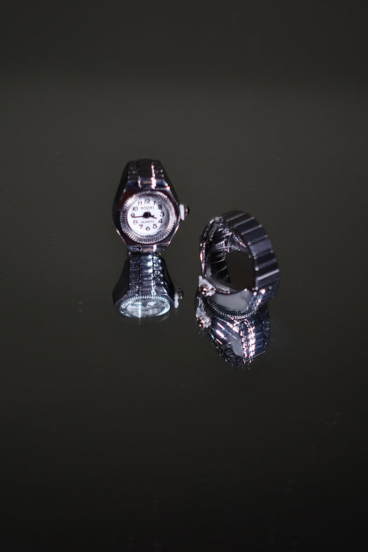White Dial Face Ring Watch