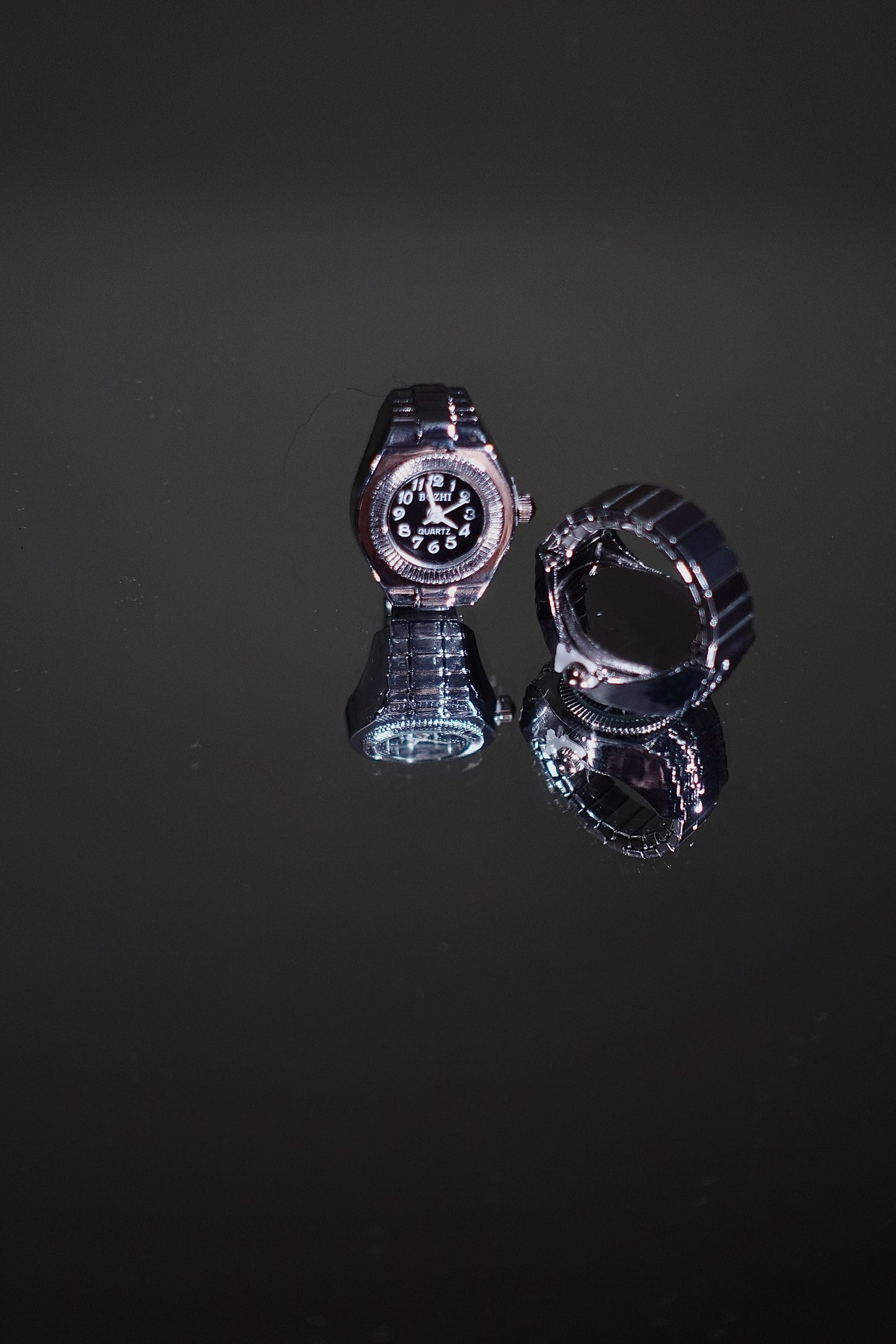 Black Dial Ring Watch