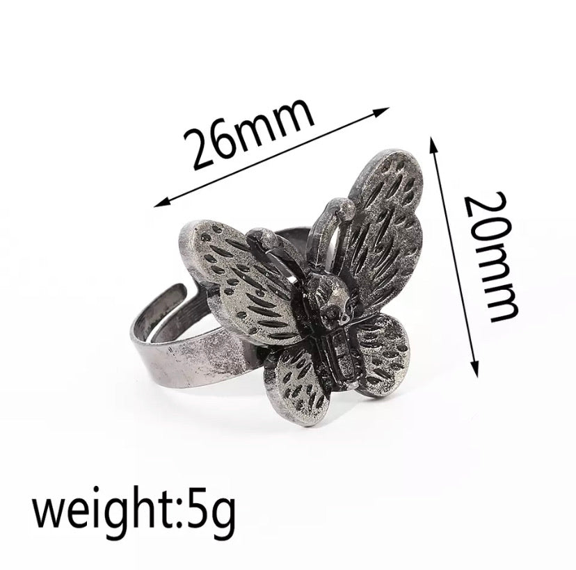 Skull butterfly ring