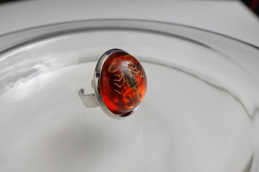 Amber Scorpion Ring