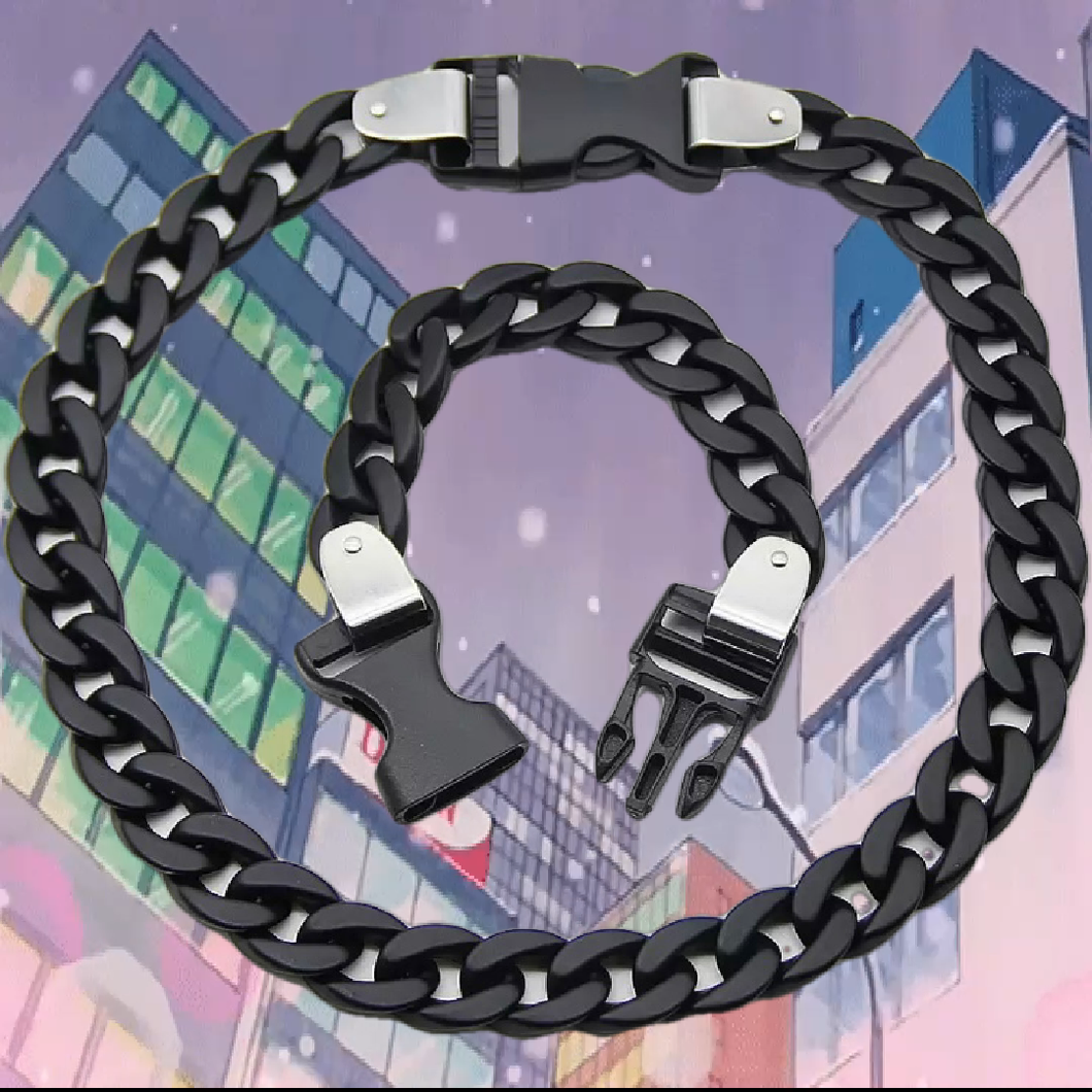 Black acrylic chain and bracelet set