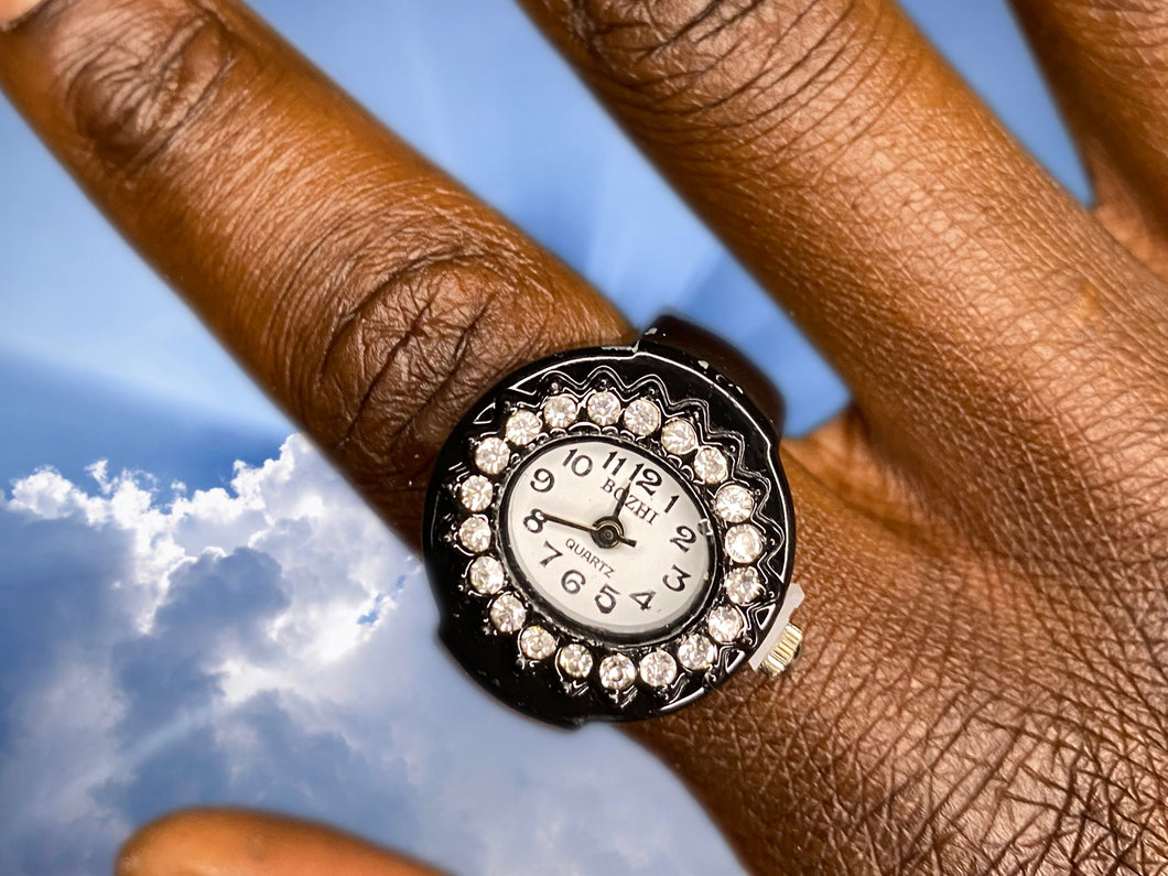 Black diamond ring watch