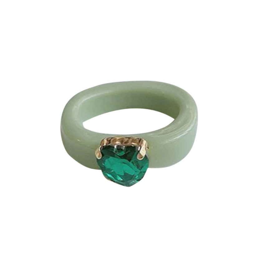 Green pearl Resin ring